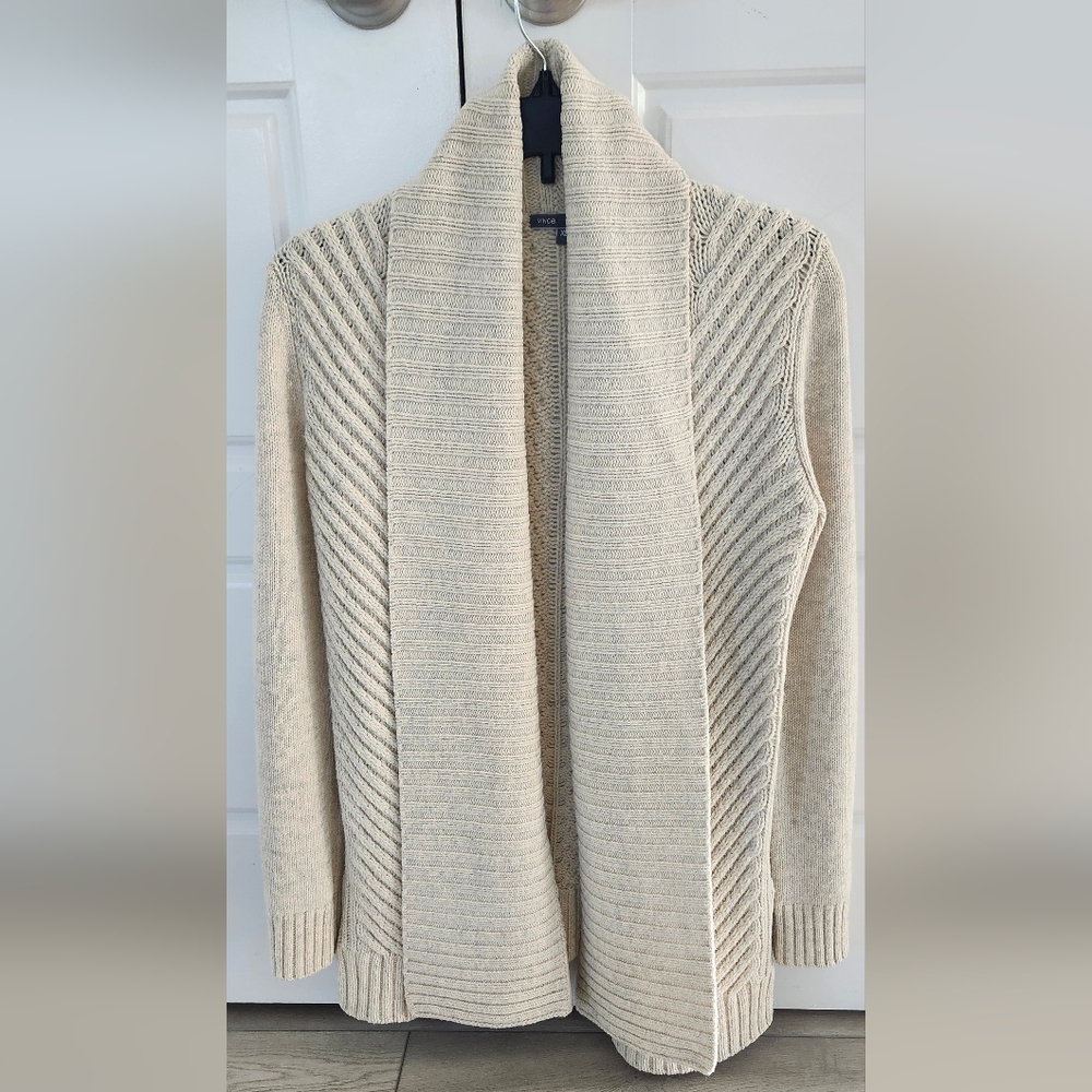 Vince $625 Yak And Wool Luxury Cardigan Size XS Oatmeal/Sand - Picture 2 of 5